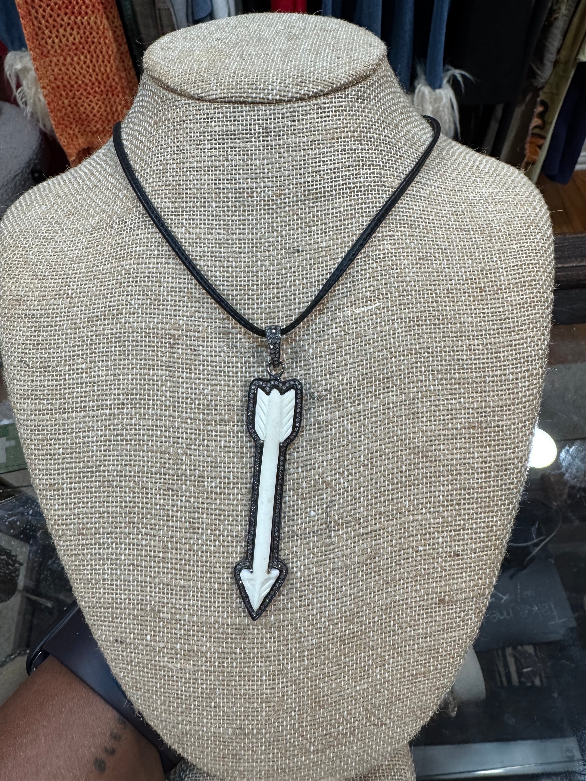 Bone Arrow, Peace, & Love Diamond Necklace