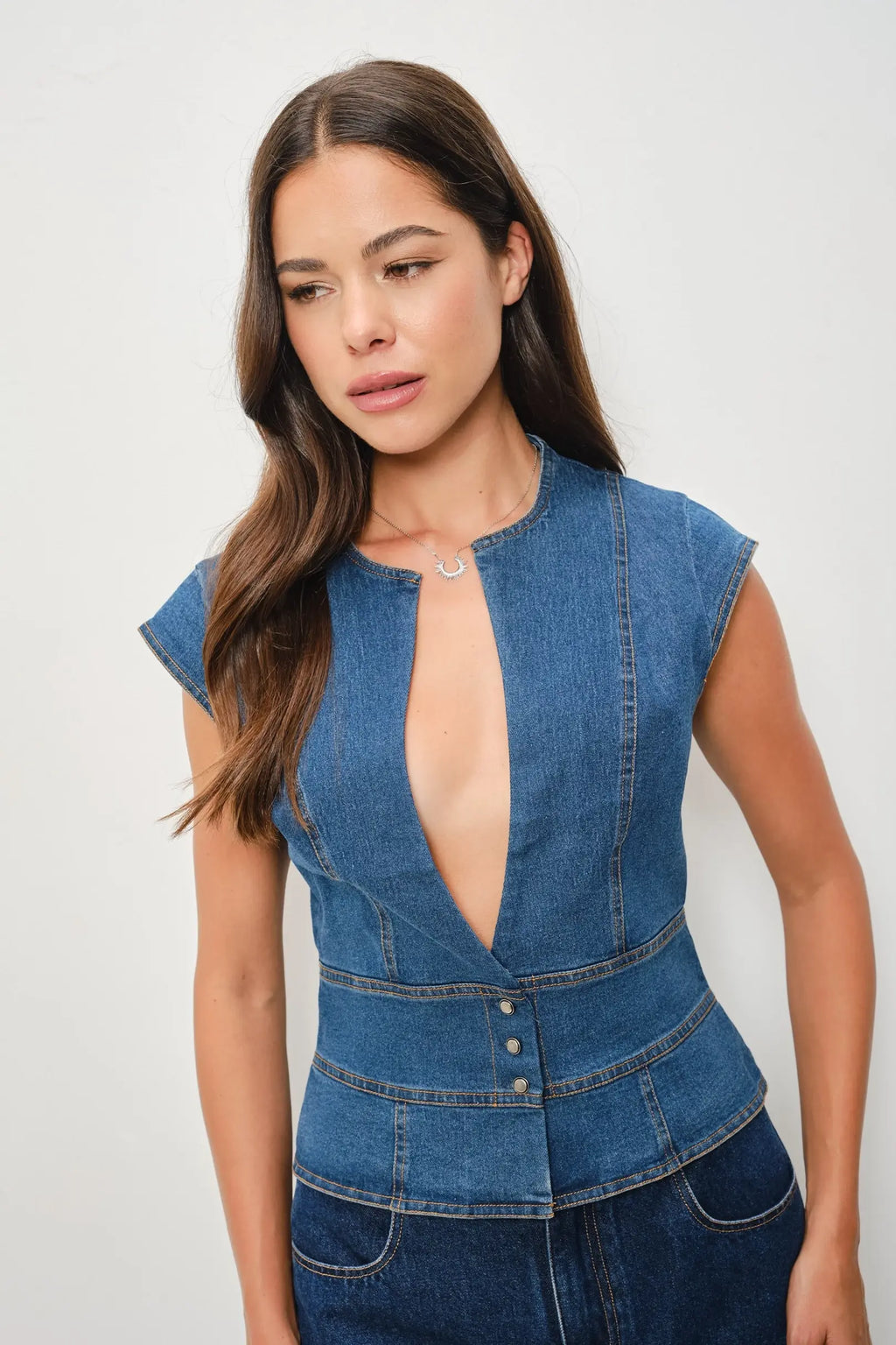 Leah Cap Sleeve Denim Top *9.18