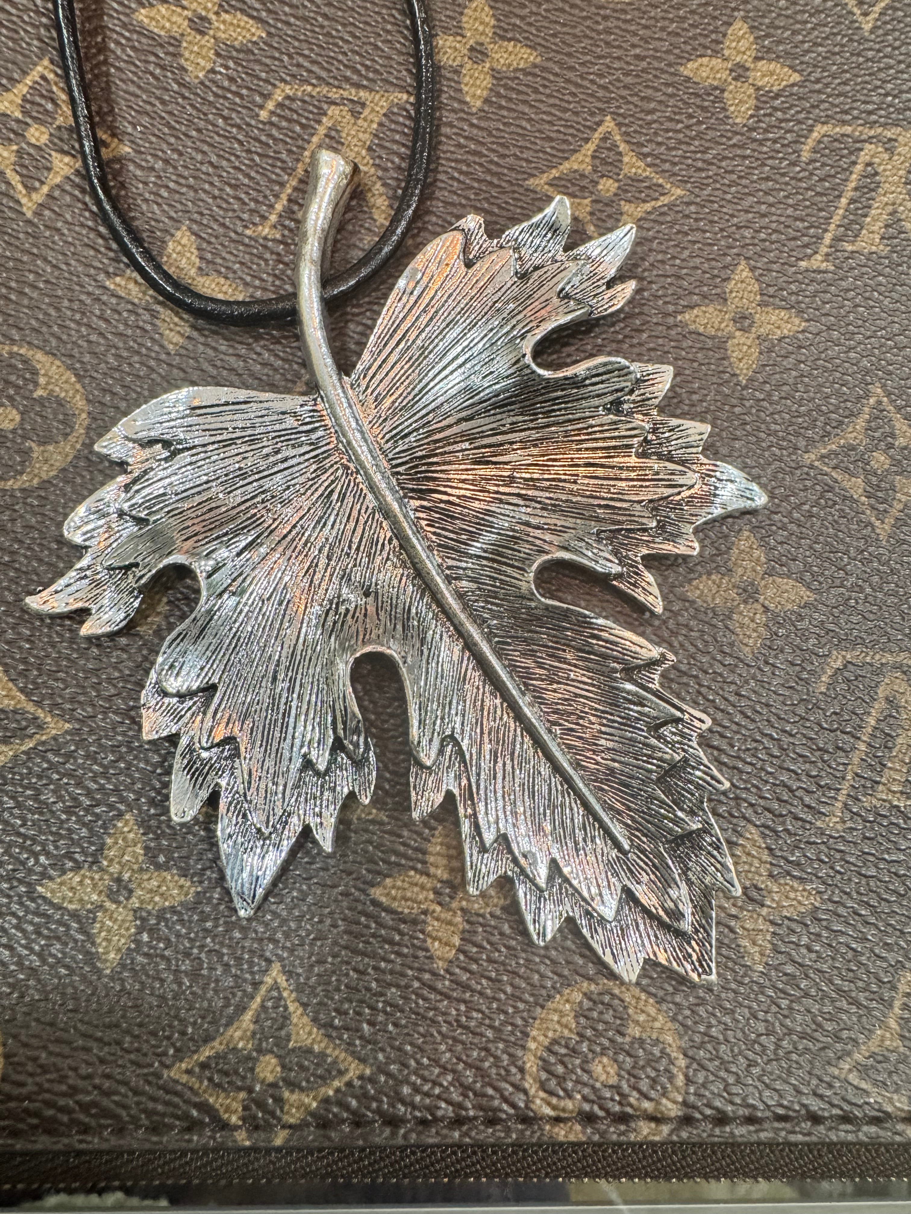Falling Leaf Leather Rope Necklace