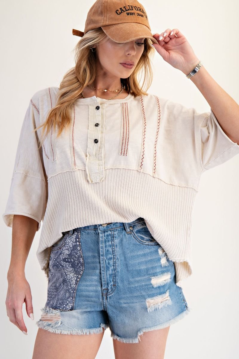 Trina Paisley Patch Denim Short