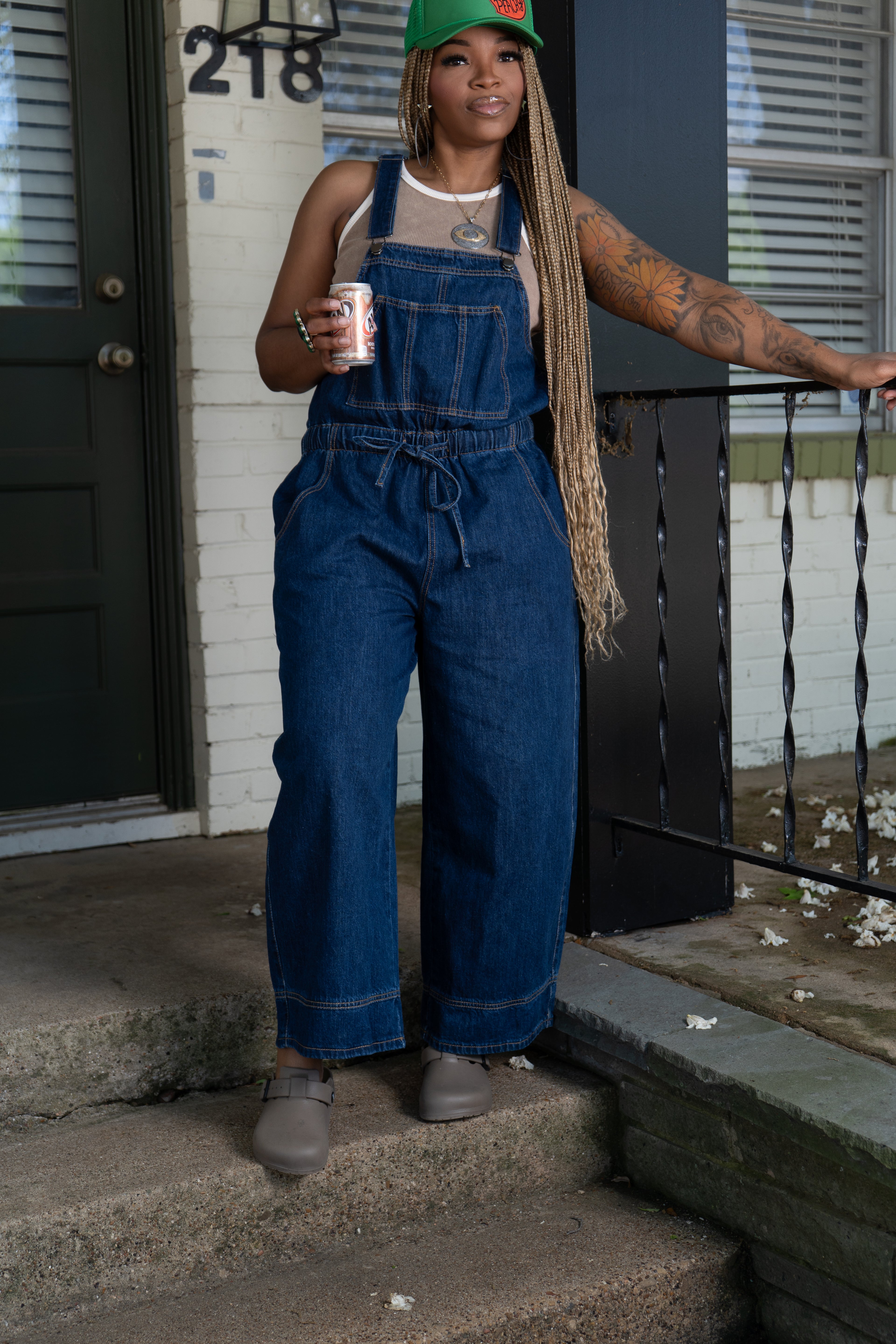 Gwen Denim Tie Back Overalls