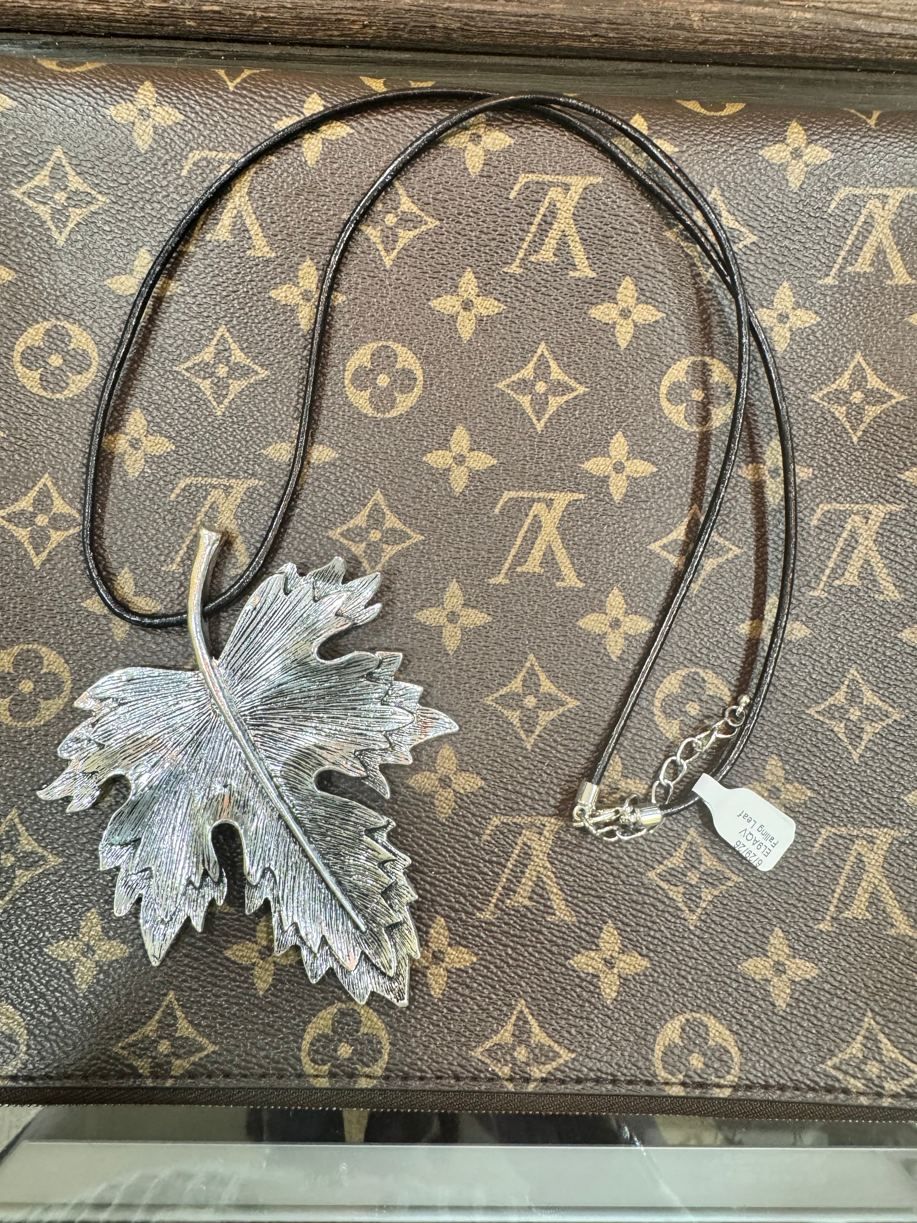 Falling Leaf Leather Rope Necklace