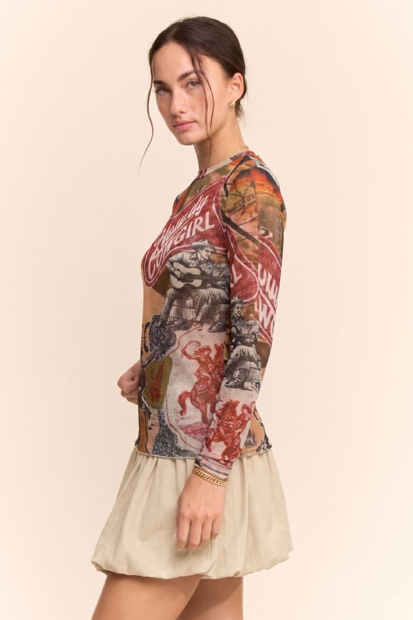 Howdy Long-sleeve Mesh Top