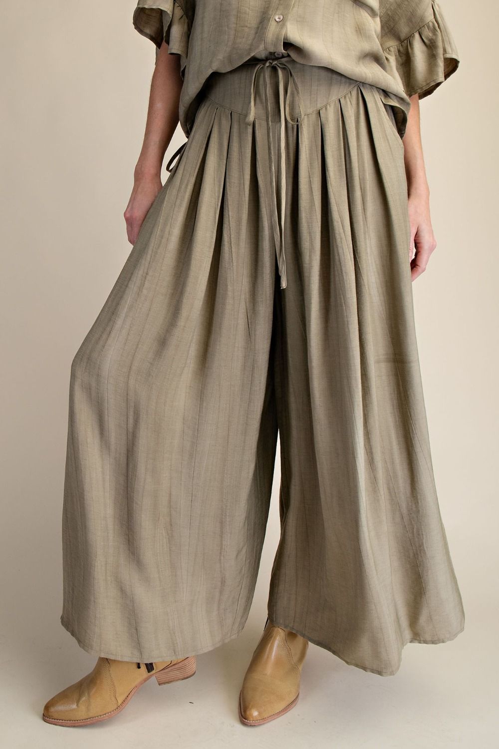Tempe Crinkle Textured Woven Palazzo Pants