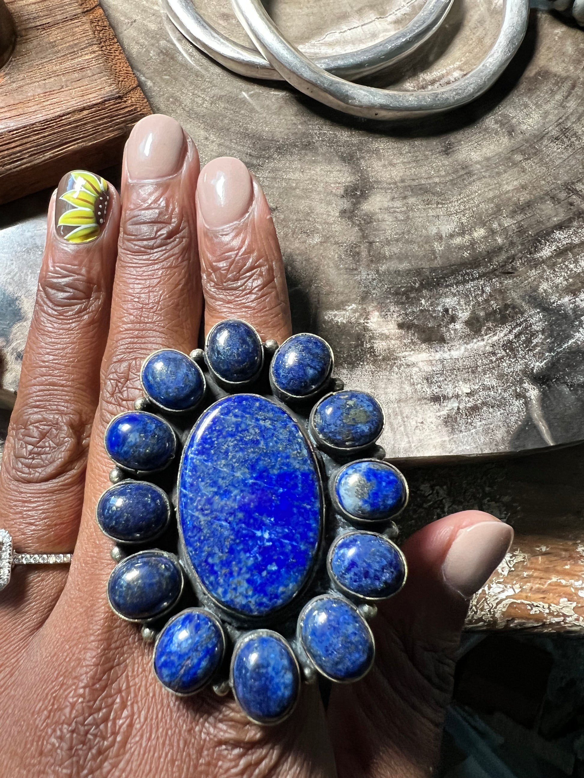 Braxtyn Blue Lapis Flower Ring (OAK)