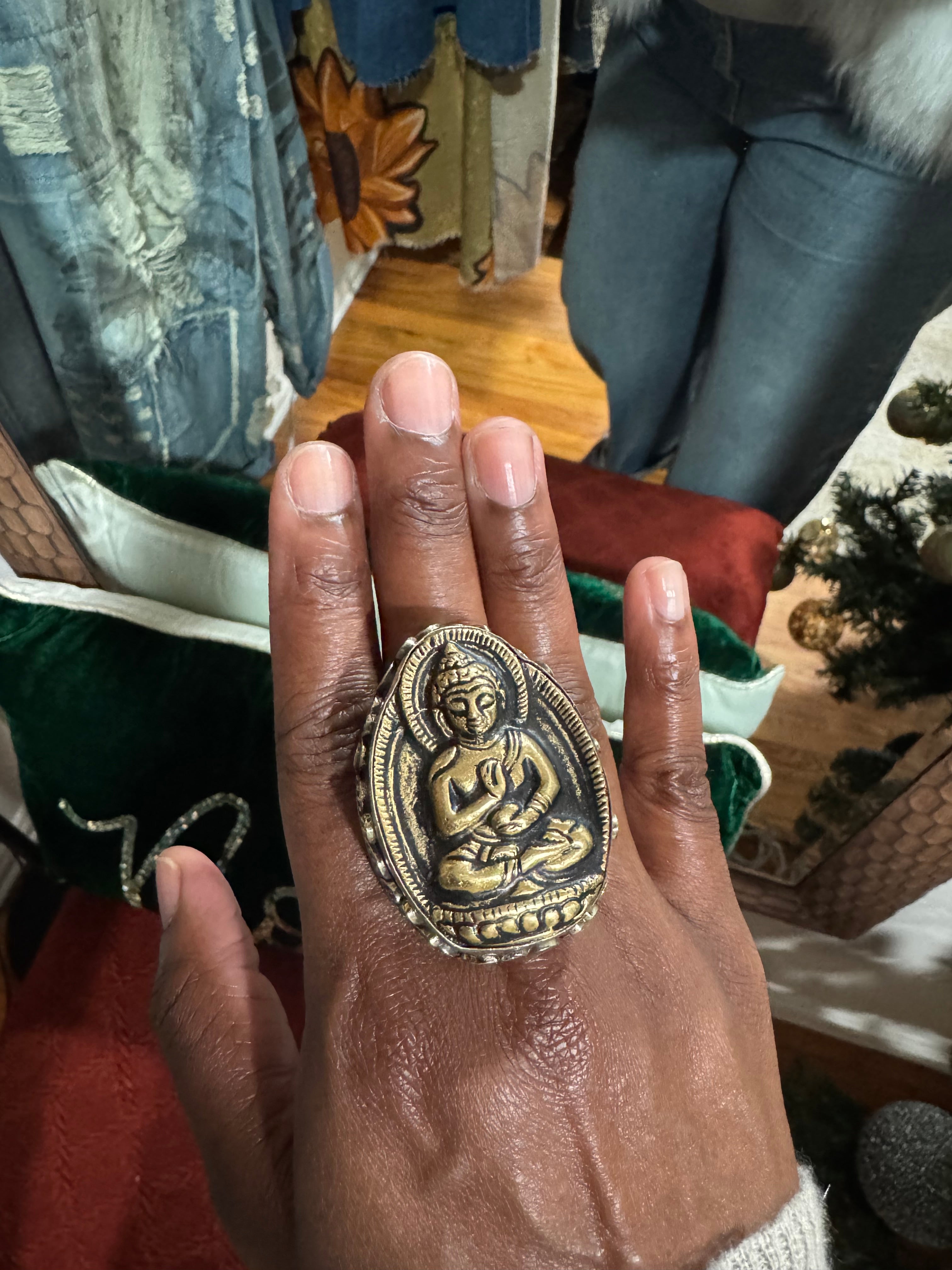 Golden Statement Buddha Ring