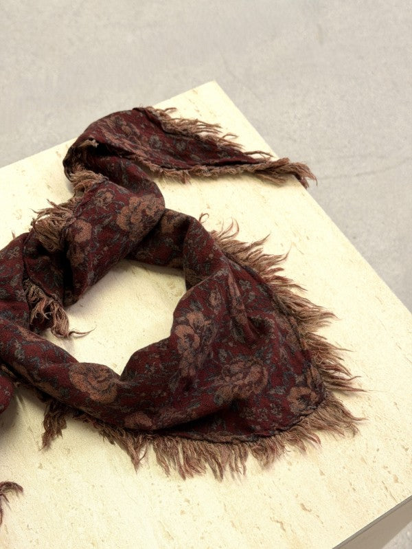 Seersea Floral Print Triangle Fringe Scarf