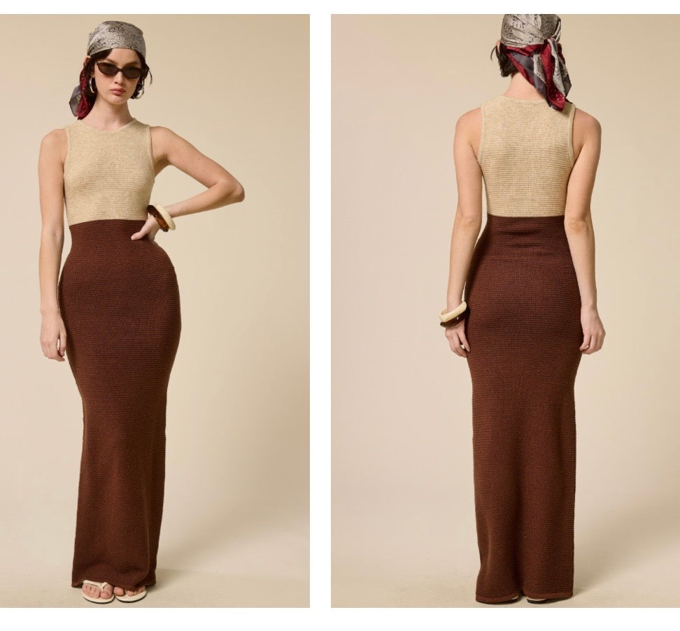 Reid Two-Toned Knit Maxi Dress