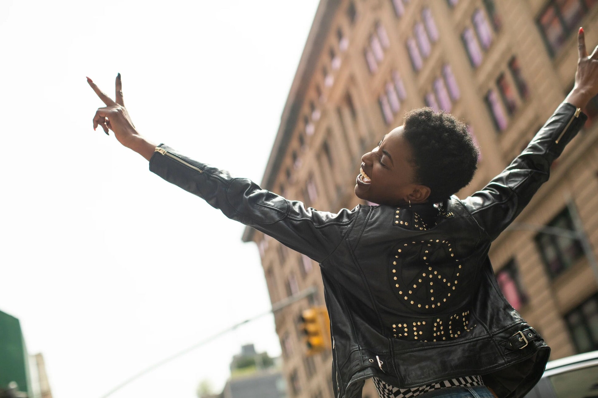 Traysie Love & Peace Leather Jacket