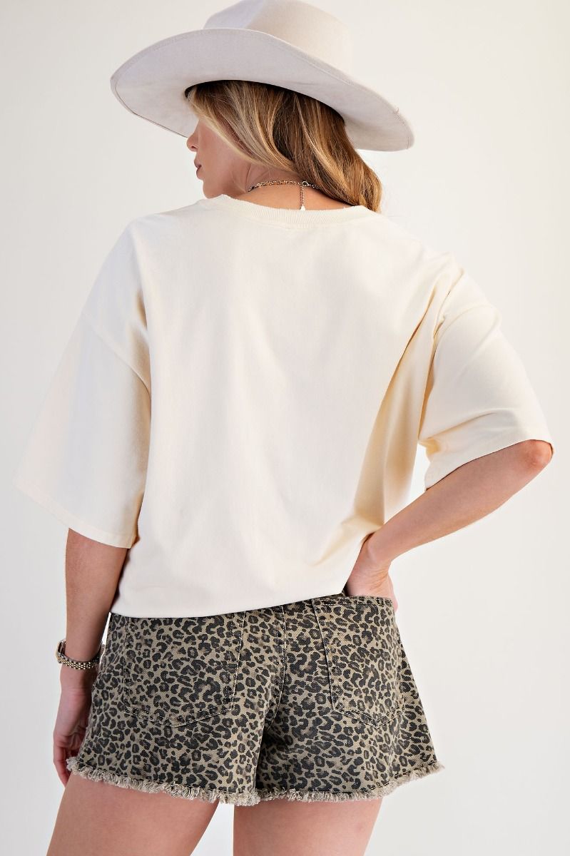 Ellie Leopard Denim Short