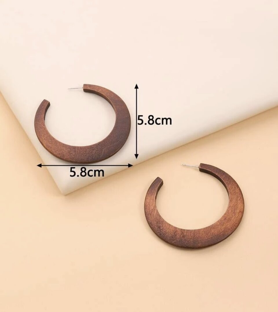 Kenni Flat Hoop Wooden Earring