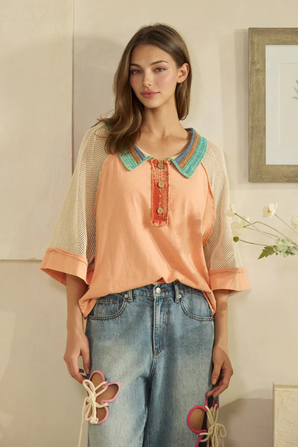 Samantha Crochet Collard Top