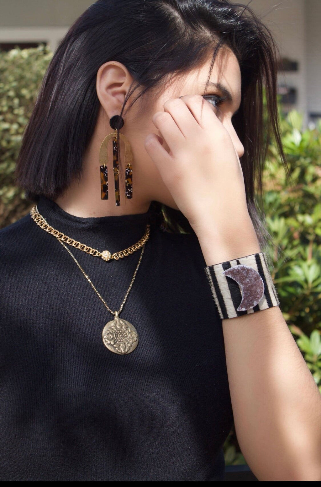 Crescent Moon Cowhide Cuff