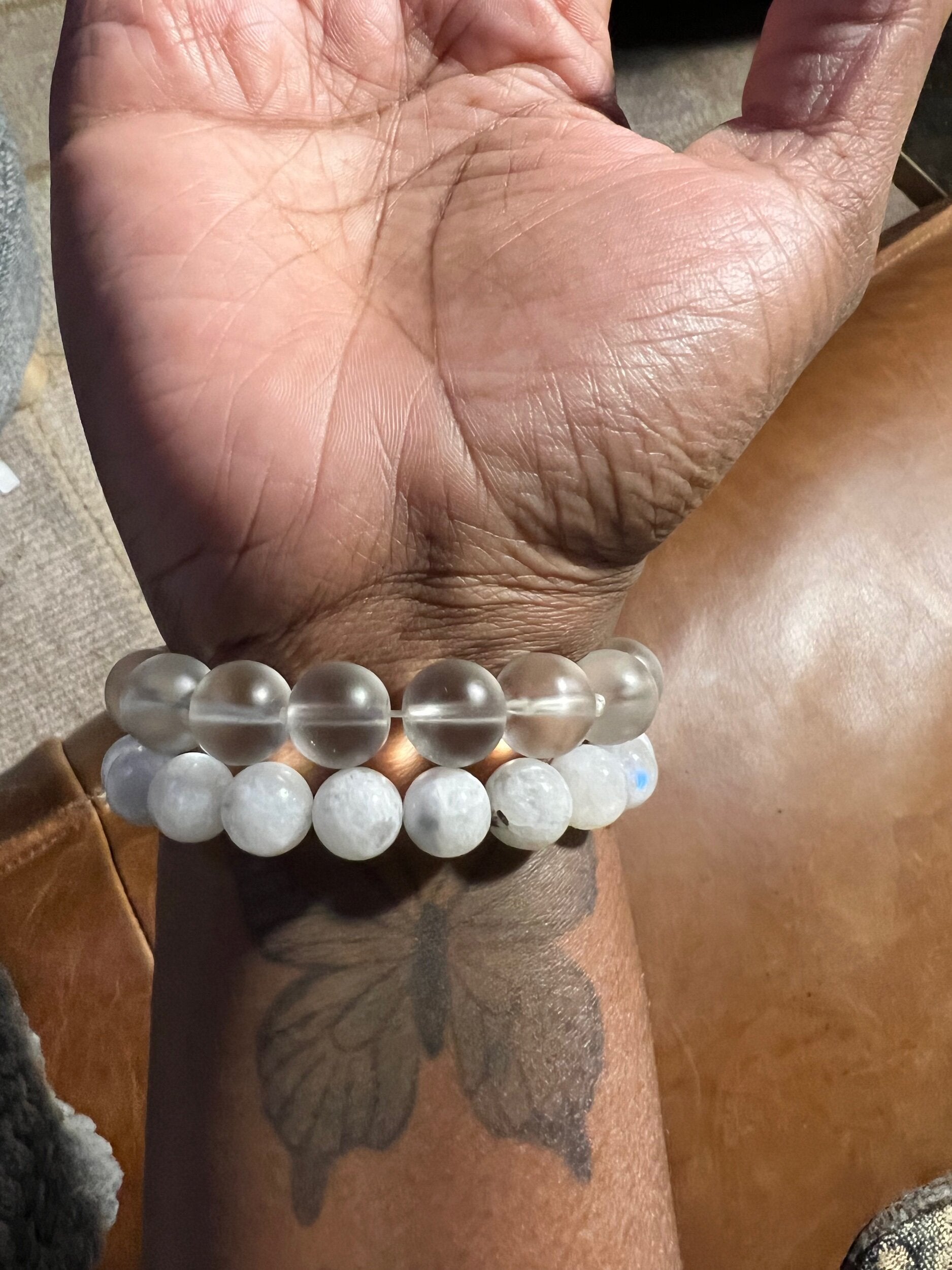 Clear Glass and Diamond bead stretch bracelet