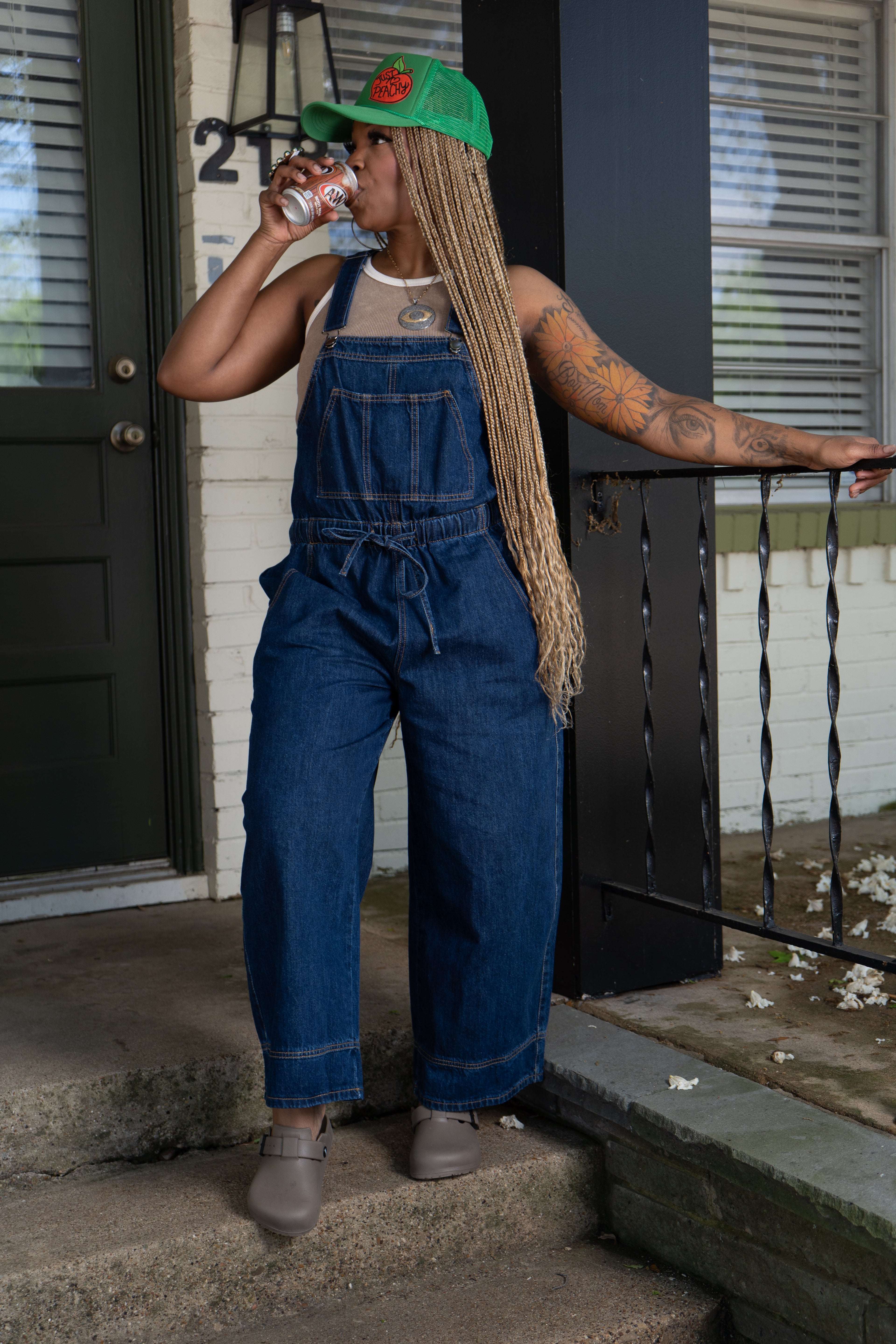 Gwen Denim Tie Back Overalls
