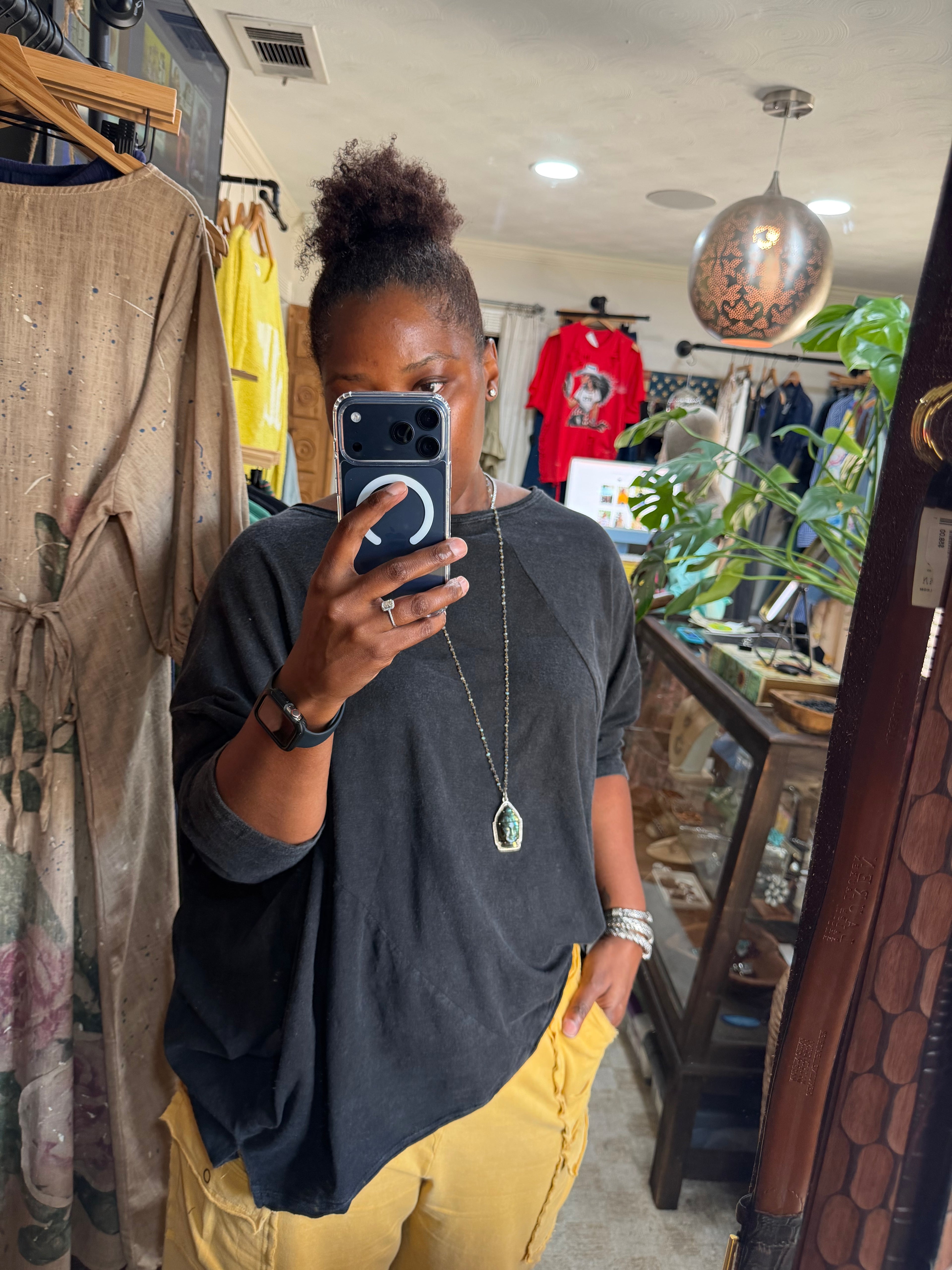 Be Free 3/4 sleeve top - Vintage Black