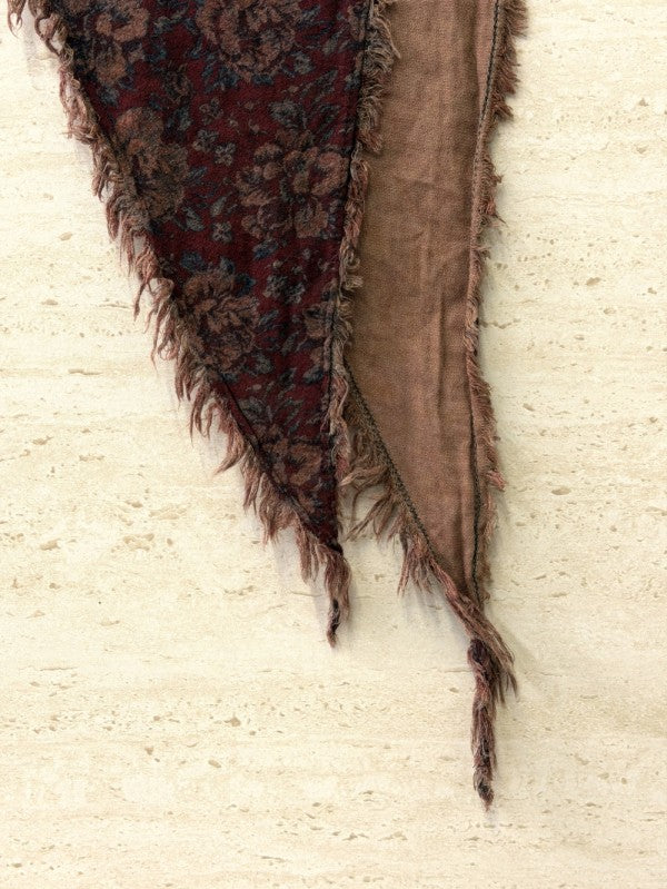 Seersea Floral Print Triangle Fringe Scarf