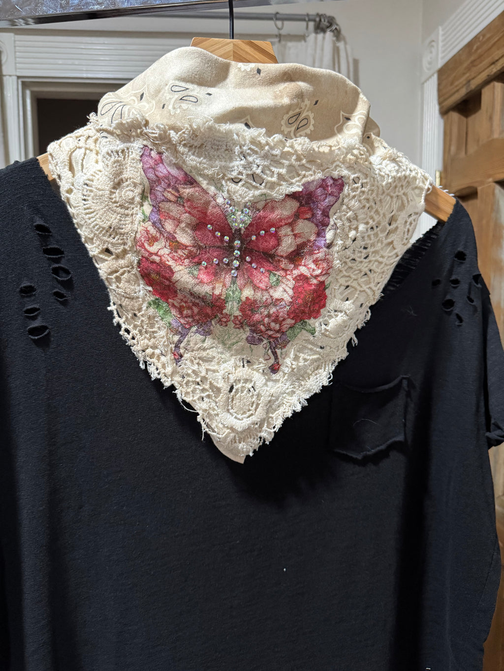 Off-white Distressed Butterfly Bandana