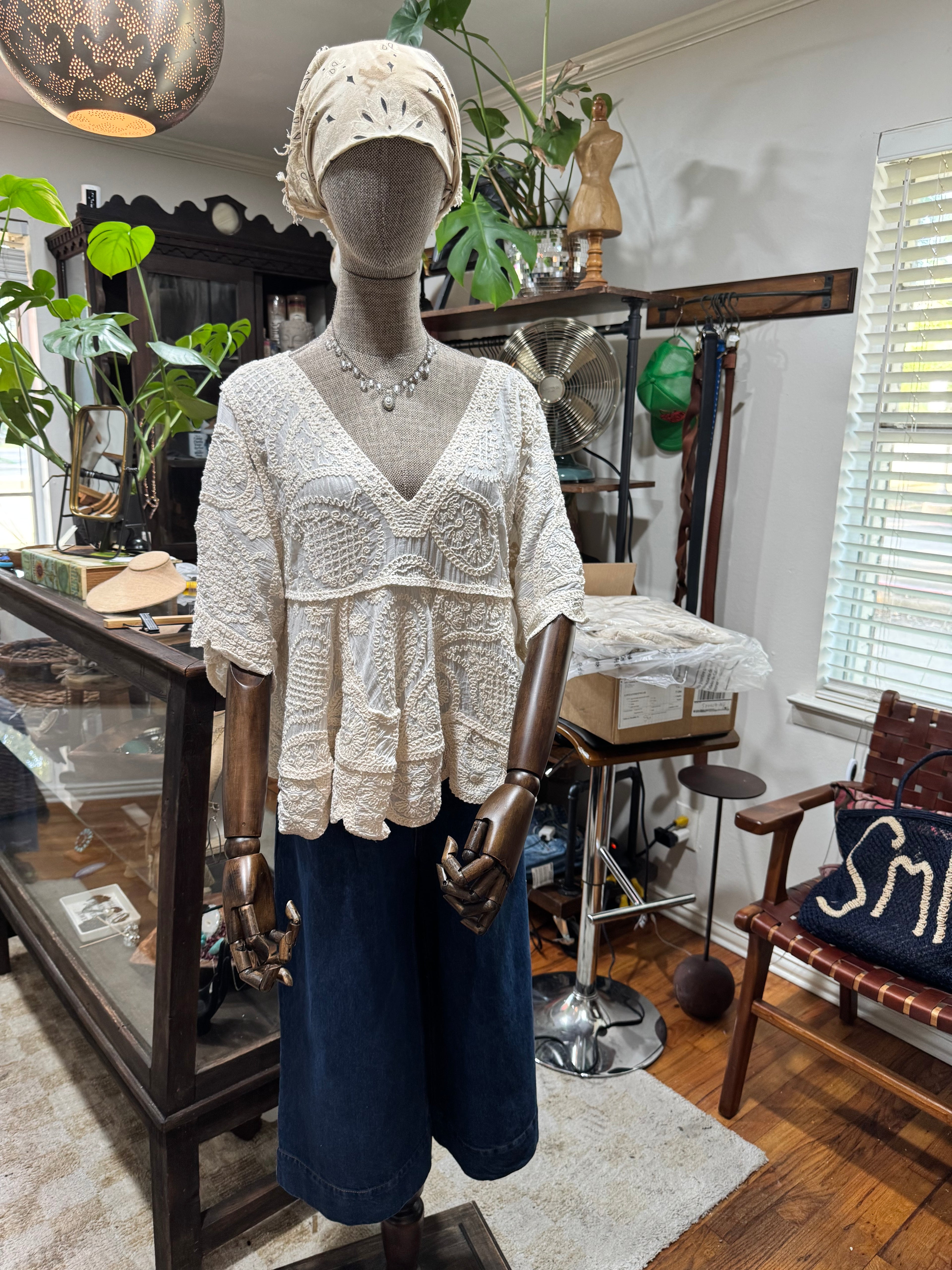 Mika V-neck Embroidered Top