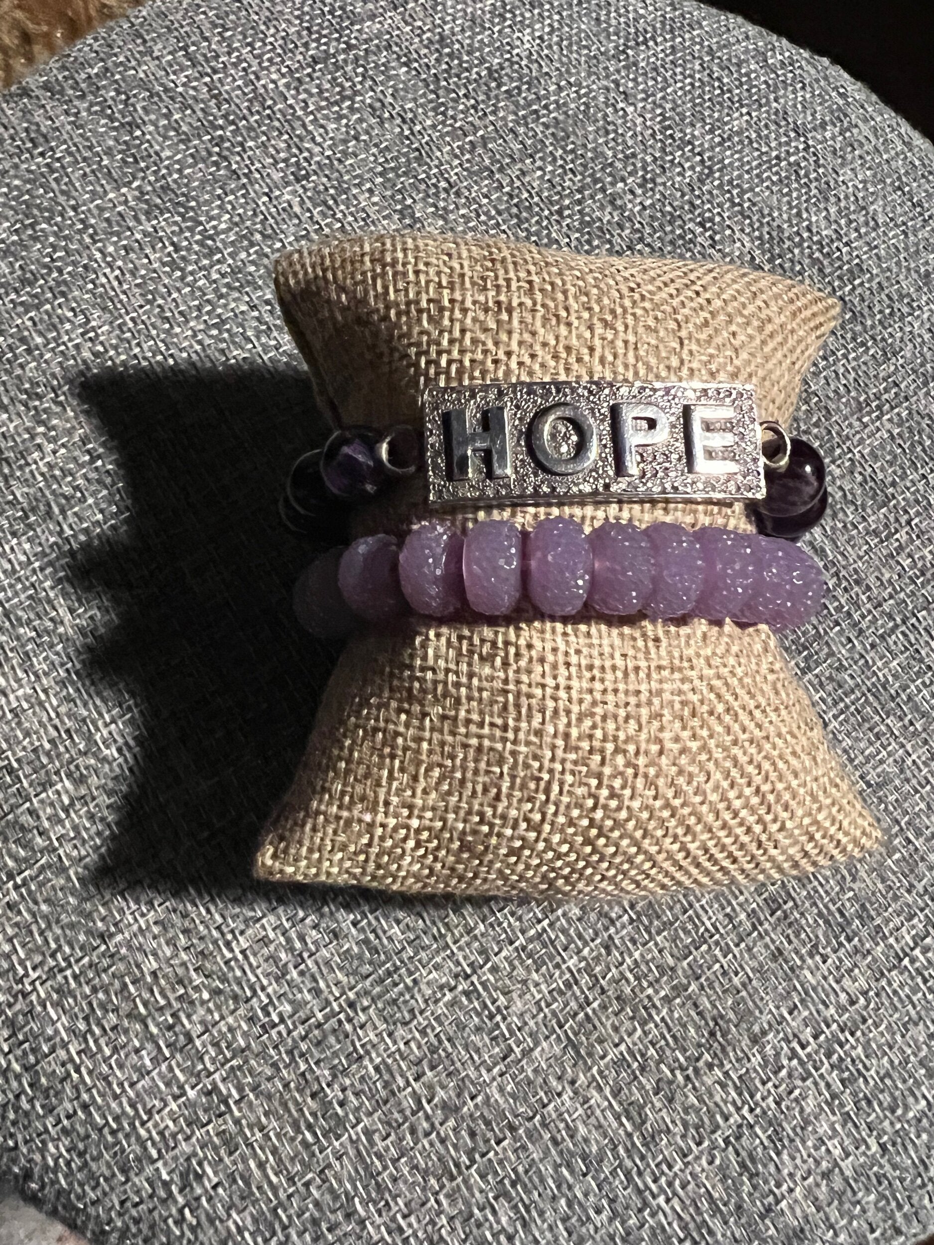 Diamond "Hope" Bar on Amethyst Beads (OAK)