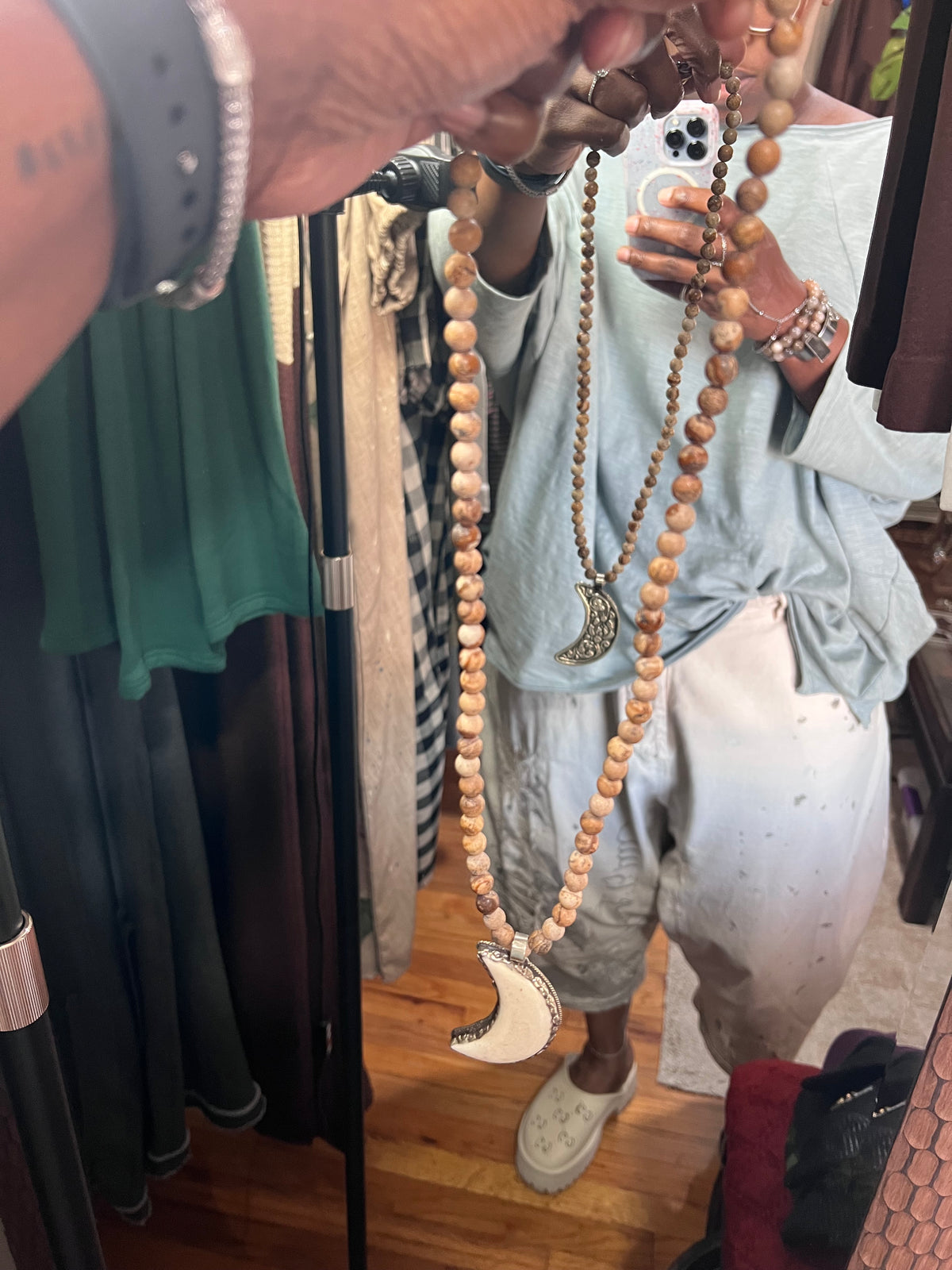Jasper and Crescent Necklace