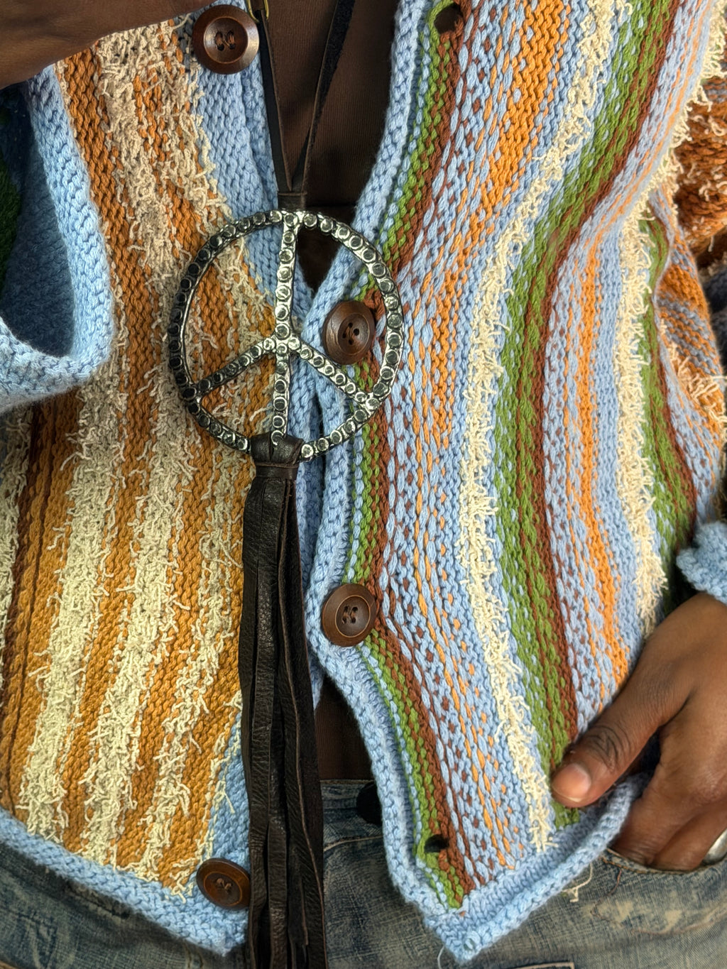 Piper Sea Jasper and Leather Peace Necklace