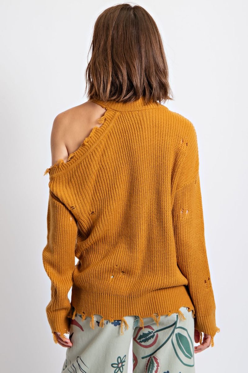 Lauren Cold shoulder distressed Sweater