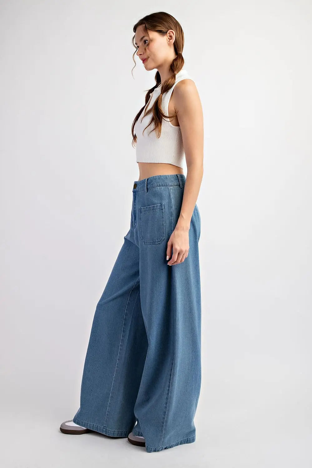 Layla Wide-leg Mineral Washed Denim Pant