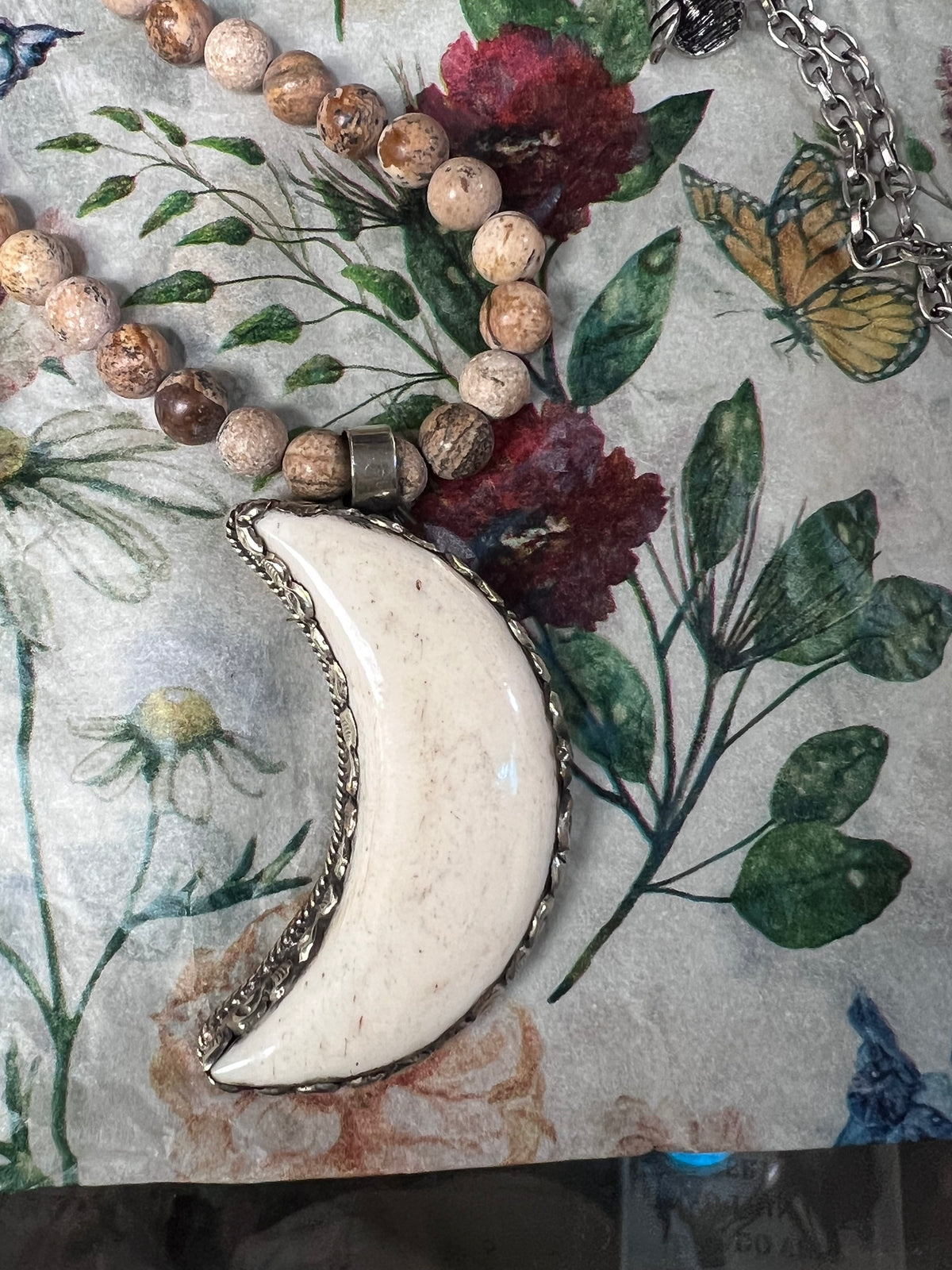 Jasper and Crescent Necklace