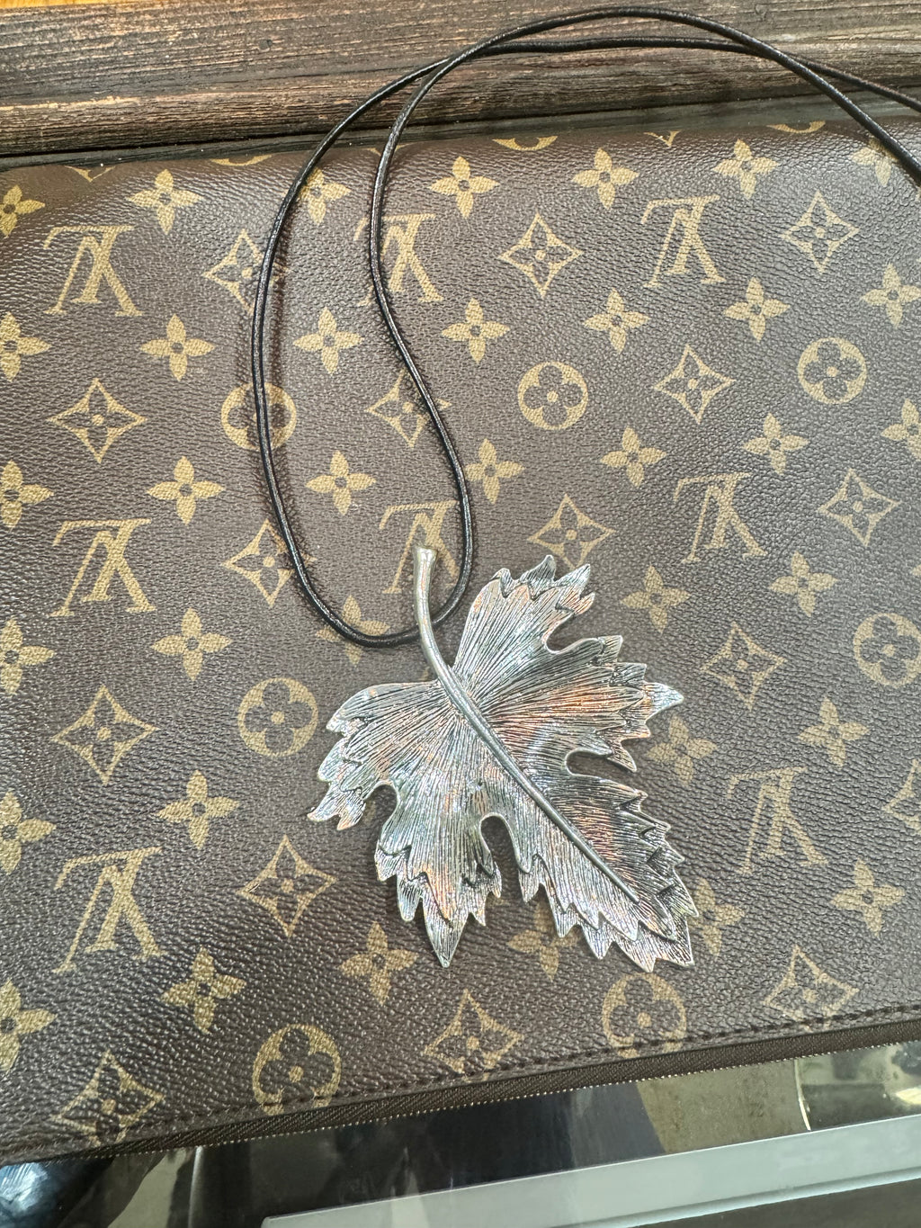 Falling Leaf Leather Rope Necklace