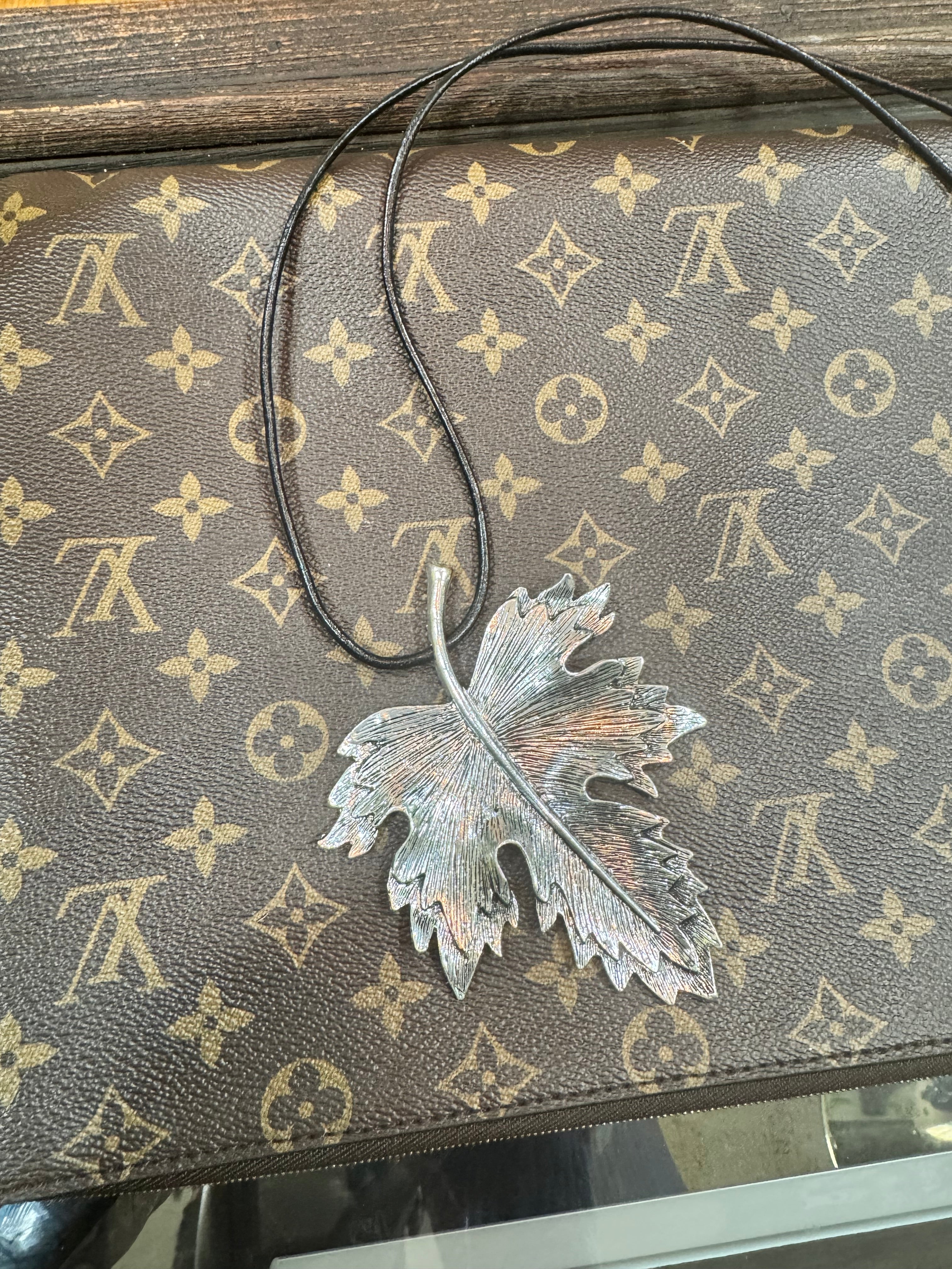 Falling Leaf Leather Rope Necklace