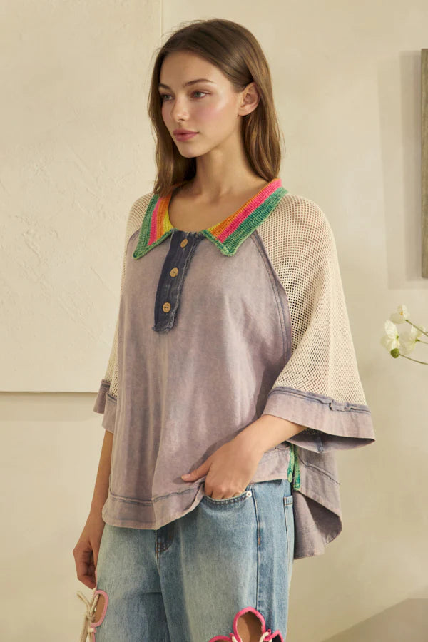Samantha Crochet Collard Top