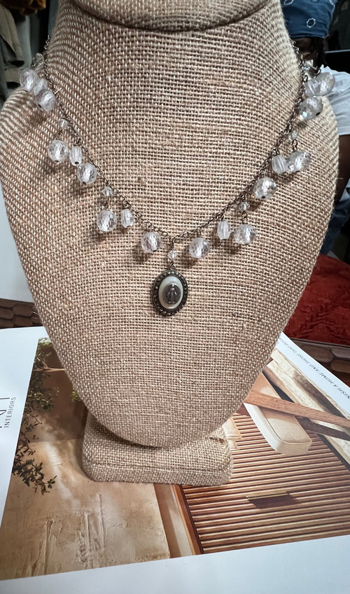 Beaded Drop Necklace with Victorian Pyrite Pendant