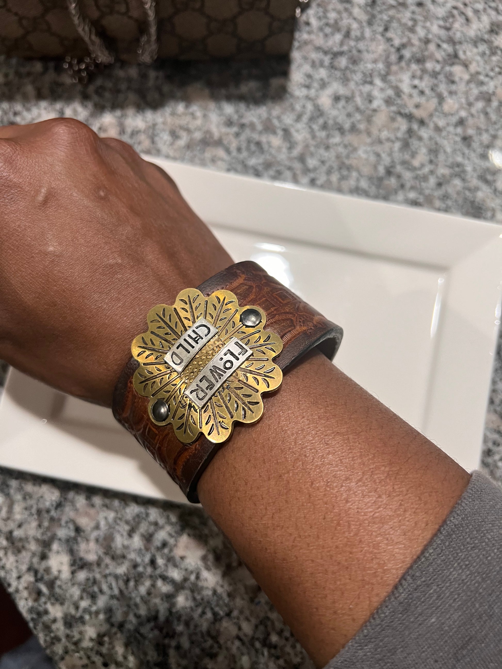 Flower Child Leather Snap Bracelet