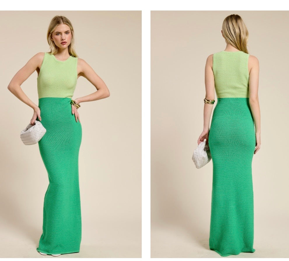 Reid Two-Toned Knit Maxi Dress