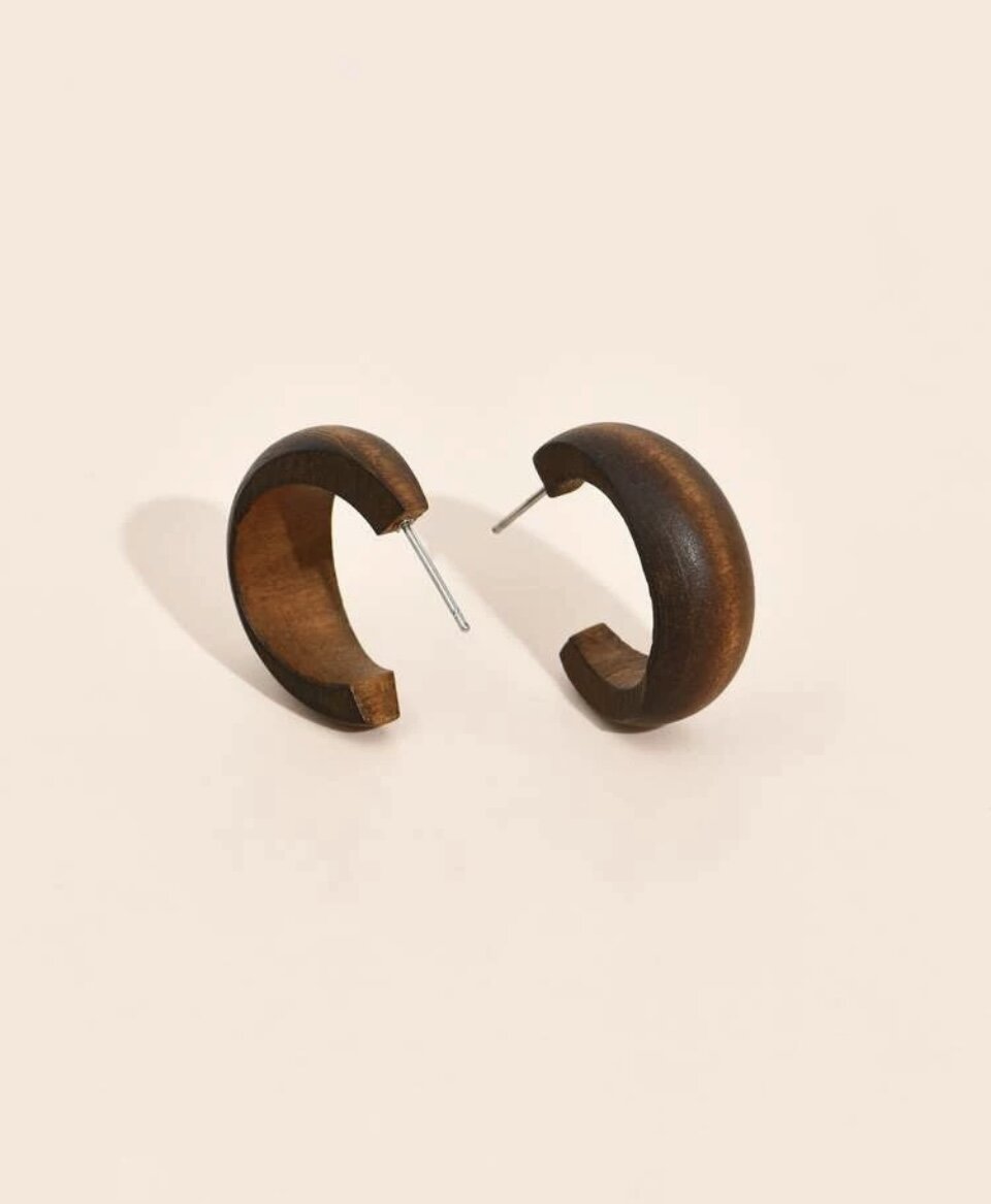 Lori Small Wooden Hoop Earrings