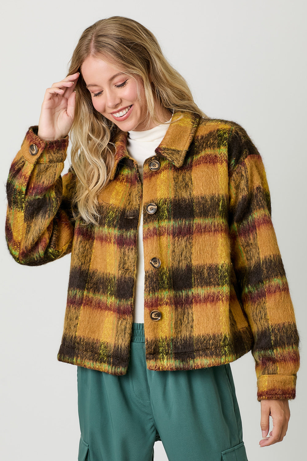 Marlo Earthy Plaid Coat