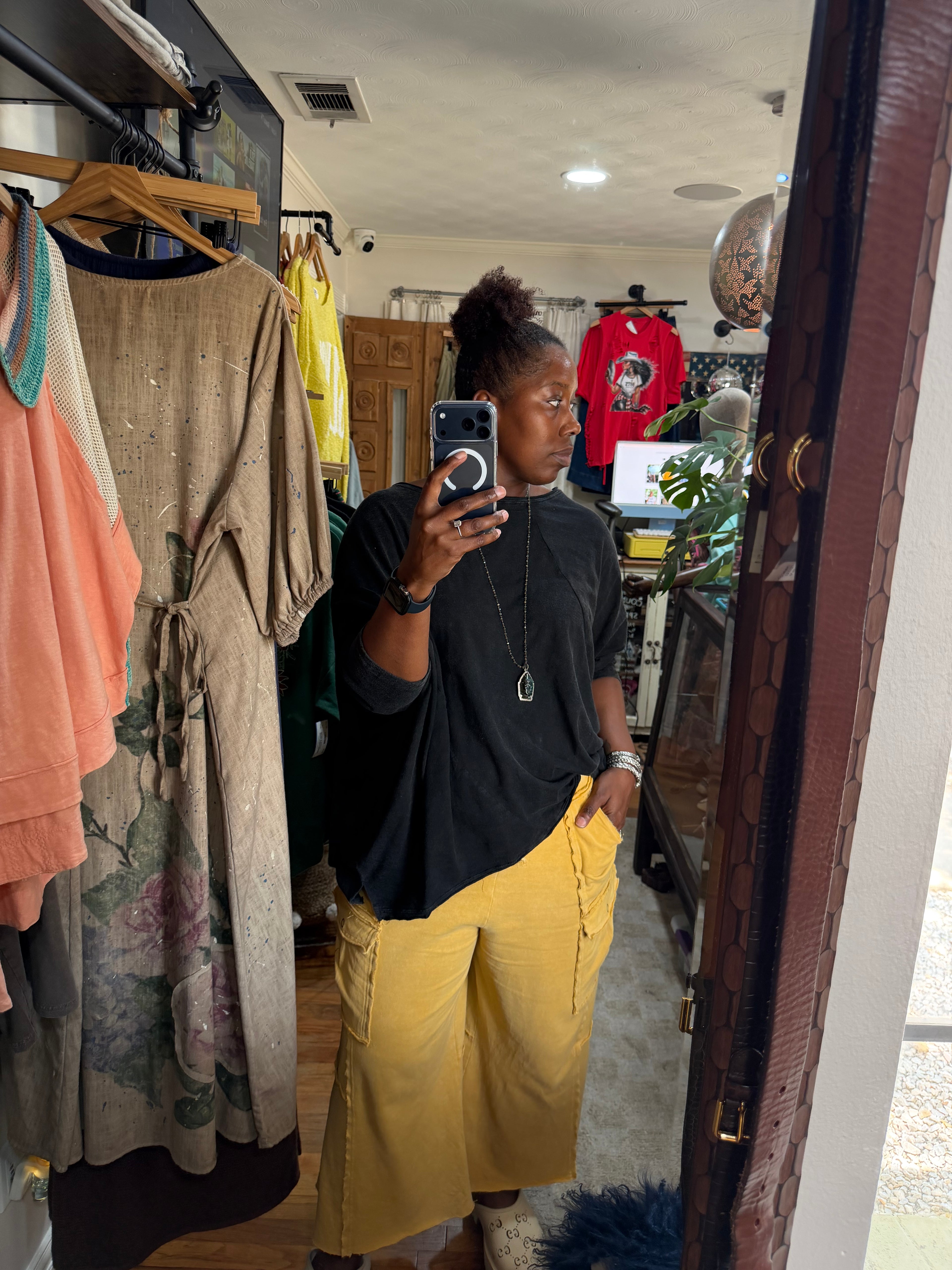 Be Free 3/4 sleeve top - Vintage Black