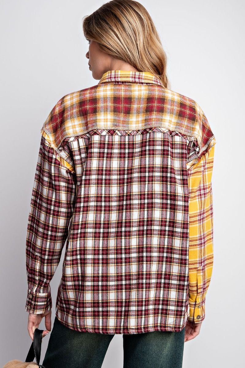 Sammie Mixed Plaid Button Down Top