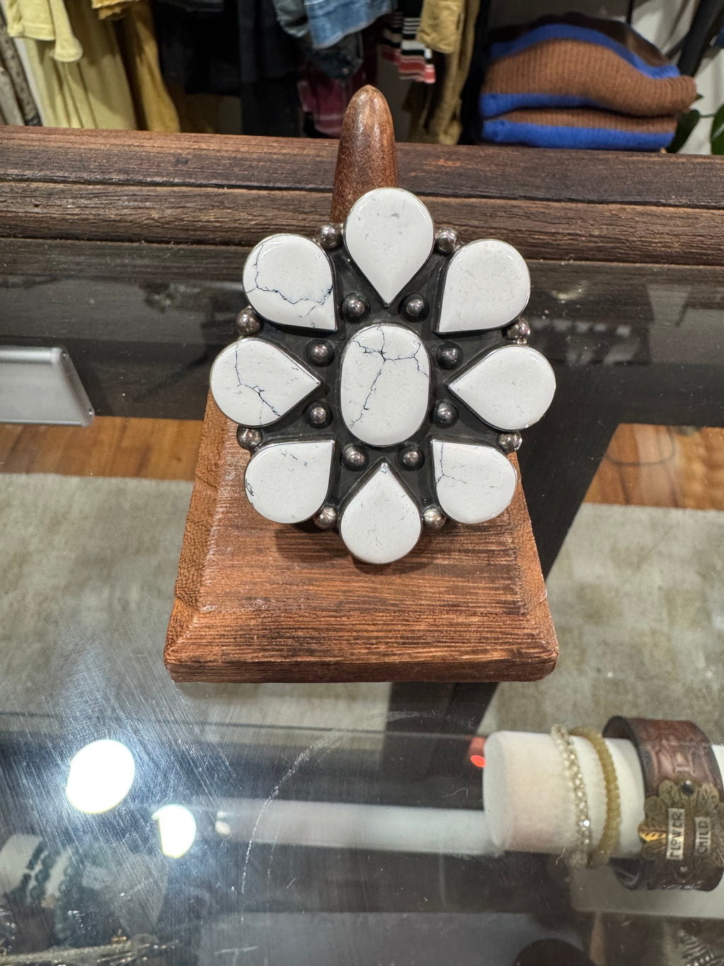 Howlite Jumbo Flower Ring