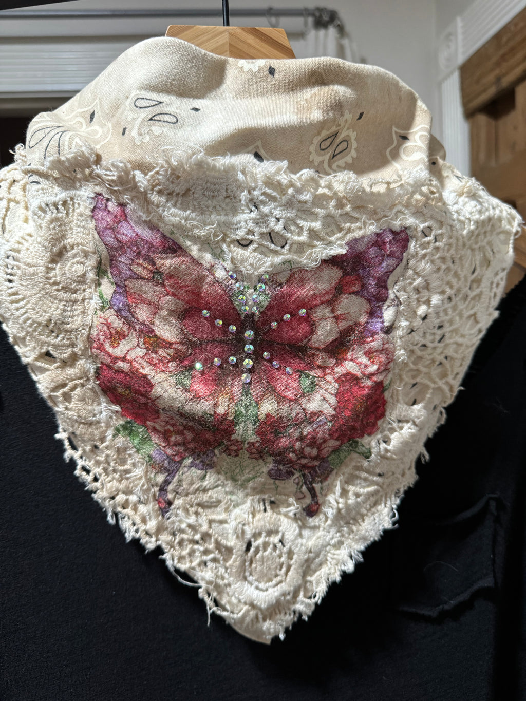 Off-white Distressed Butterfly Bandana
