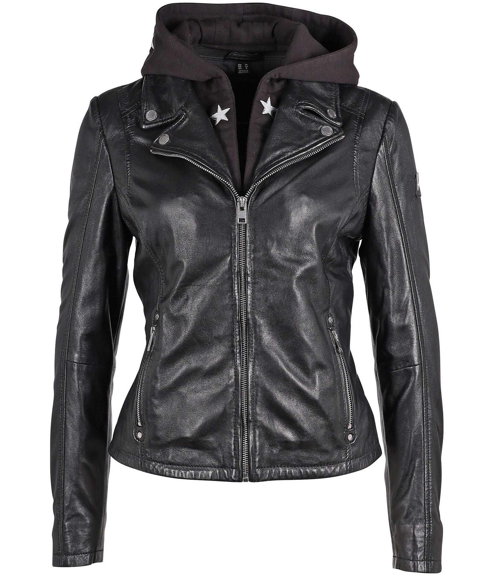 Duffi Leather Jacket w/star hood