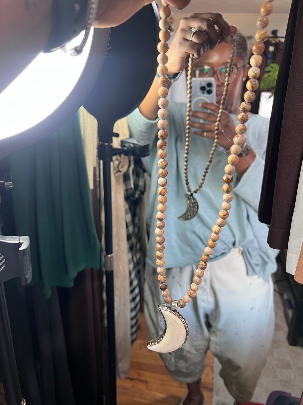 Jasper and Crescent Necklace