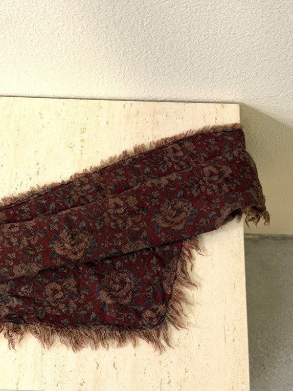 Seersea Floral Print Triangle Fringe Scarf