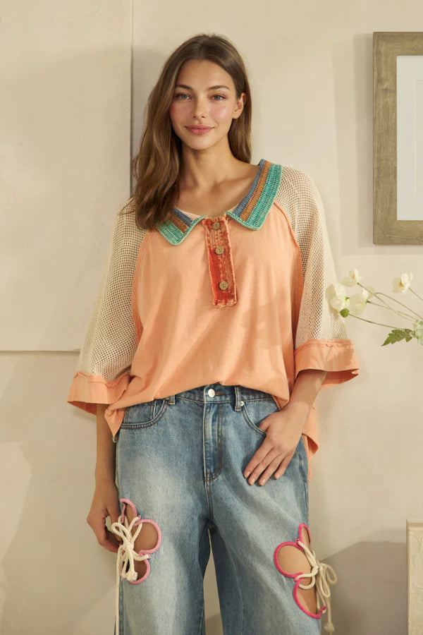 Samantha Crochet Collard Top