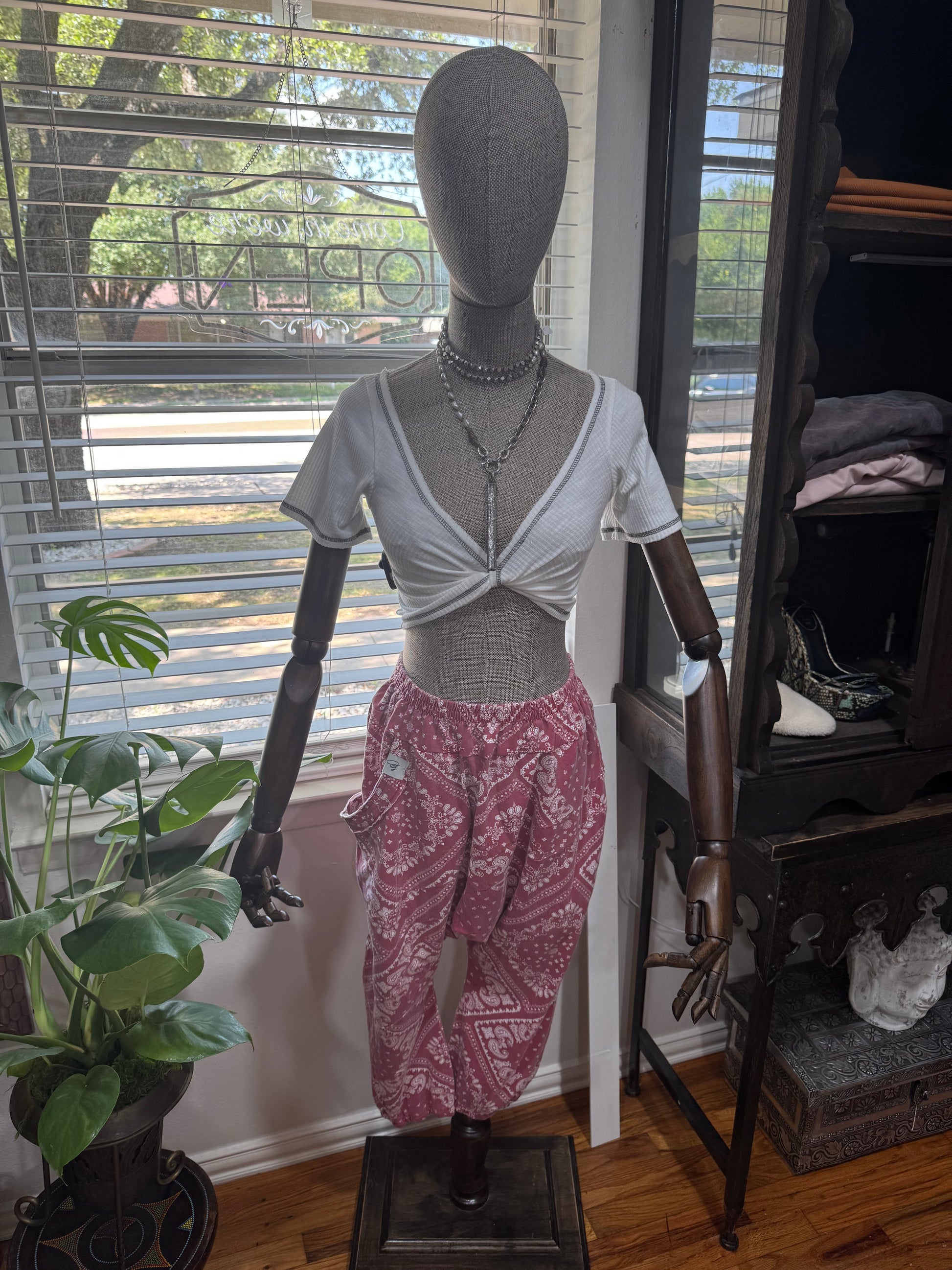Paisley Vintage Crimson Bandana Harem sweatpant