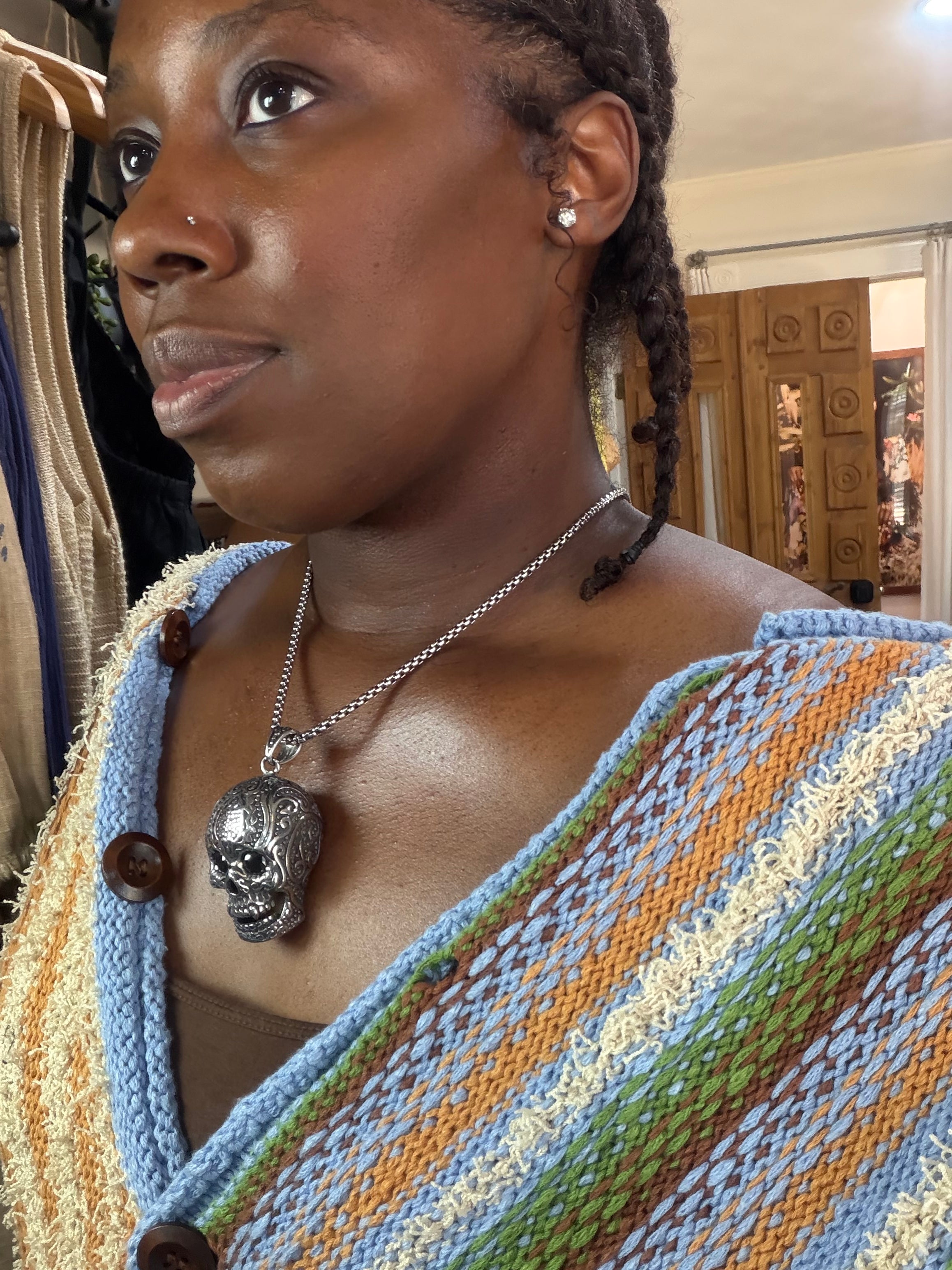 Ornate Skull Necklace and Chain