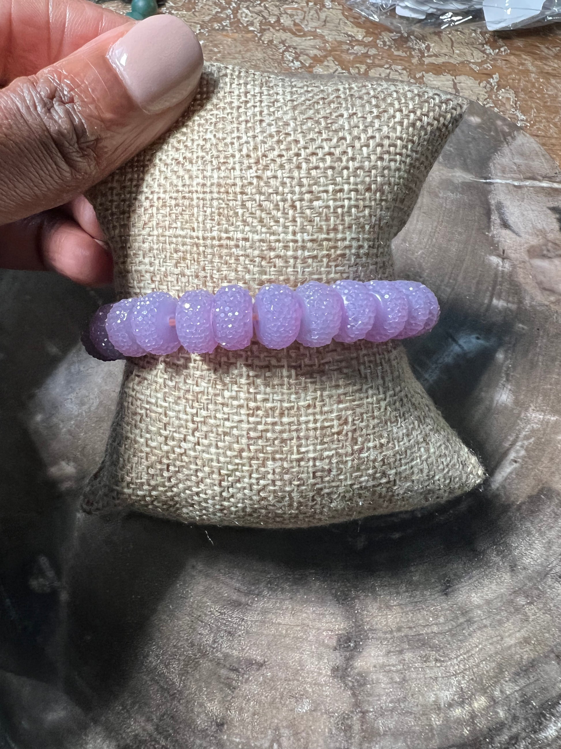 Lilac Sugar Bead & Hematite Stretch bracelet