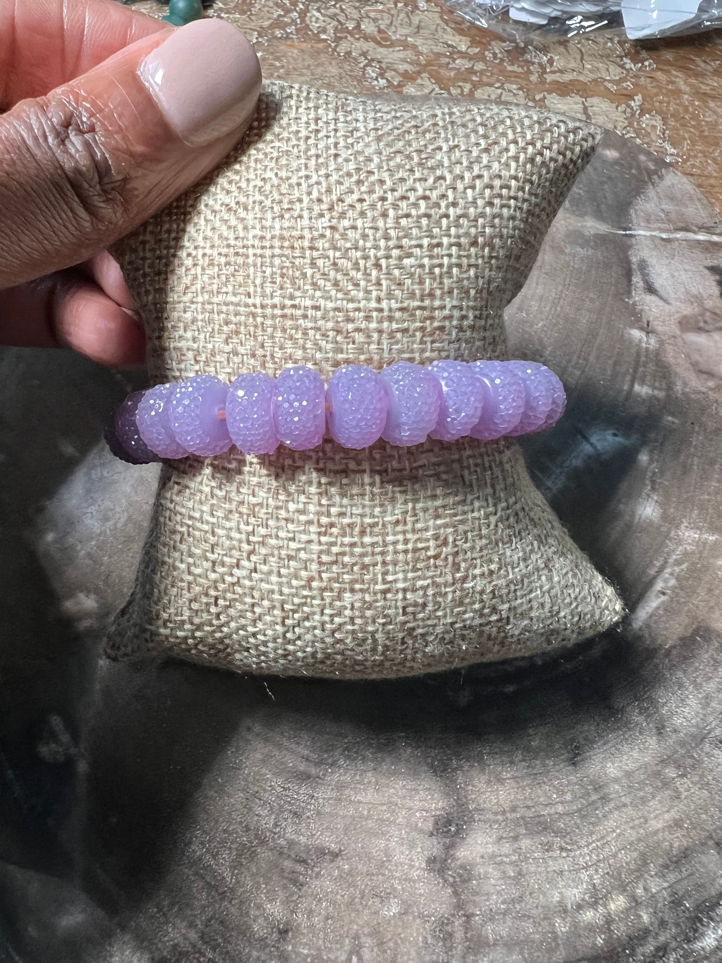 Lilac Sugar Bead & Hematite Stretch bracelet