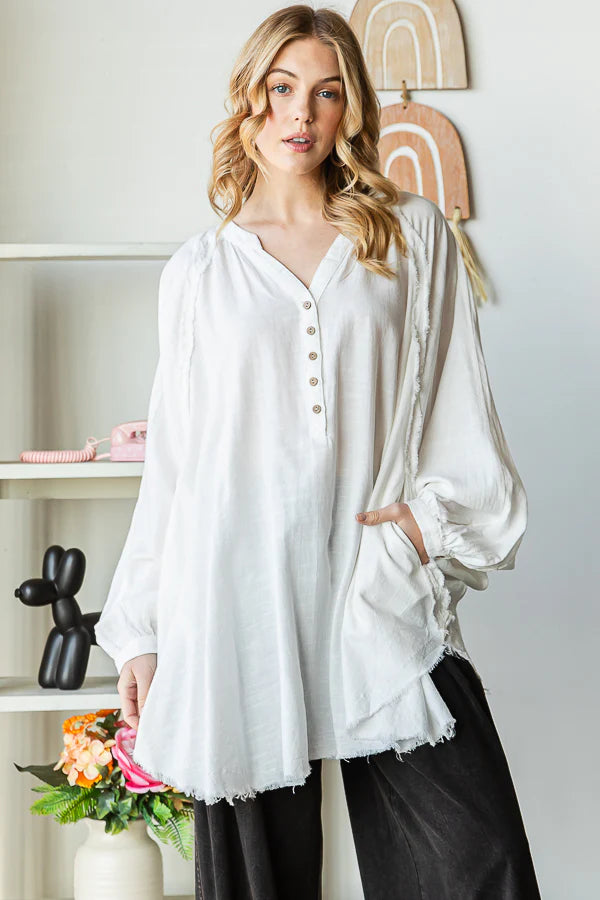 Mandy Washed oversized V-neck Shirt